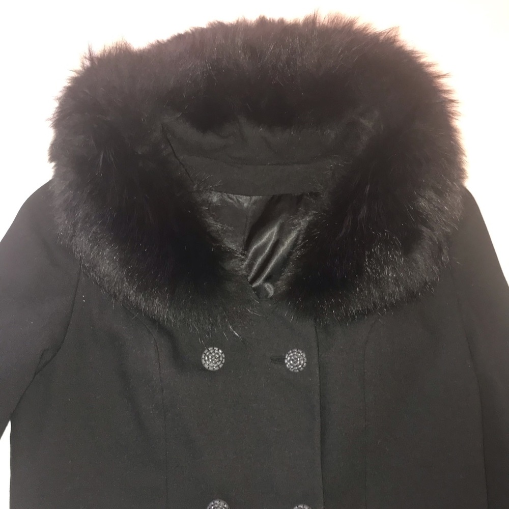 Vintage 1960s Two-piece Black Dress Mink Collared wool Jacket